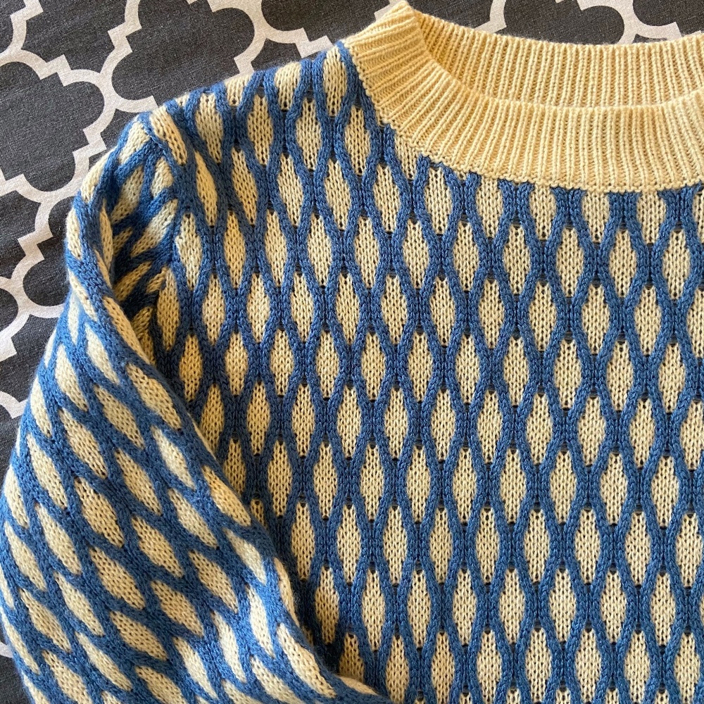 Tan and Blue Oversized Sweater